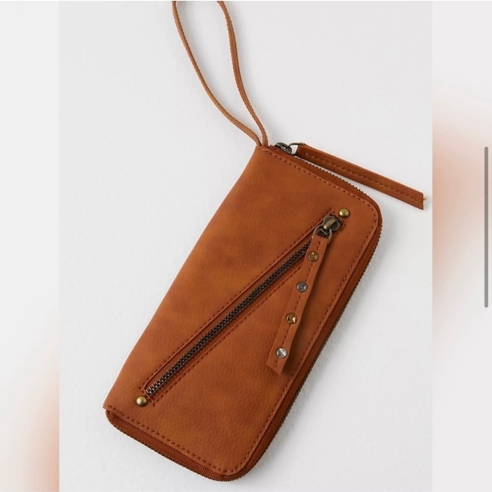 Free People Distressed Vegan Wallet Brown
